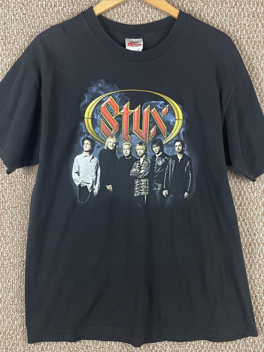 Vintage Styx Shirt Mens Large Double Sided 2001 Concert Band Tee Black C16